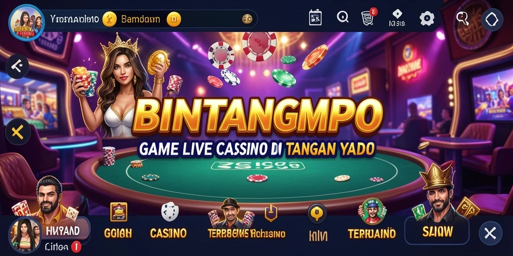 Tampilan menarik dari gameplay Live Casino BINTANGMPO dengan dealer langsung.