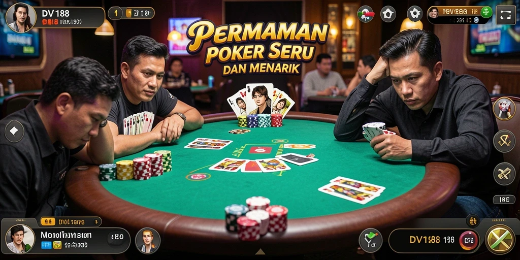 Tampilan gameplay Poker yang menegangkan di DV188.