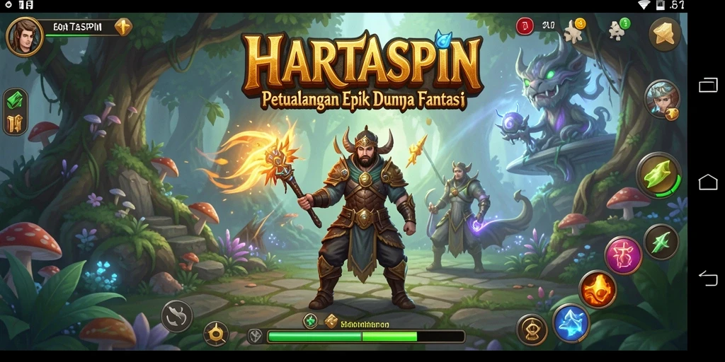Gameplay HARTASPIN yang seru dengan pertarungan epik dan eksplorasi.