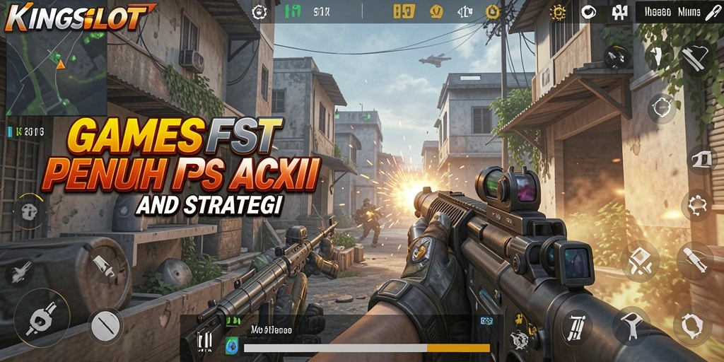 Screenshot gameplay KINGSLOT yang menunjukkan aksi tembak-menembak yang mendebarkan.