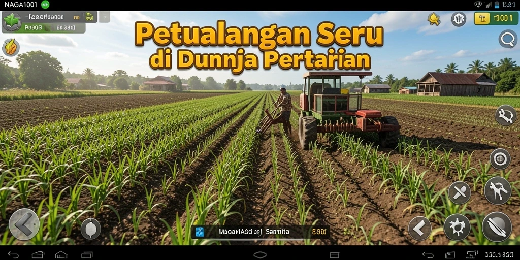 Tangkapan layar gameplay NAGA1001 menampilkan kebun yang subur dan penuh warna.